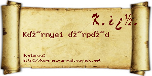 Környei Árpád névjegykártya