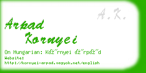 arpad kornyei business card